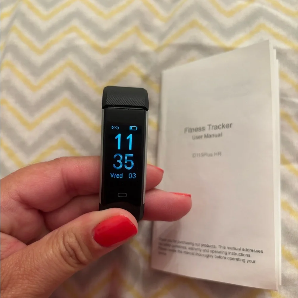 Source Unknown Black Smartwatch with Blue Display
